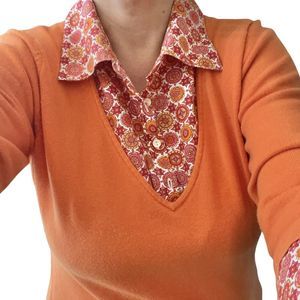 Talbots Top Sweater Knit Sweater Y2K Collar Preppy Office wear Career Sz Medium